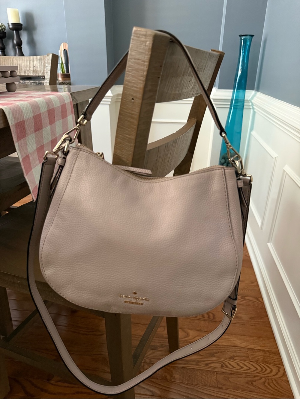 kate spade Pebbled Leather Hobo Bag in pink beige